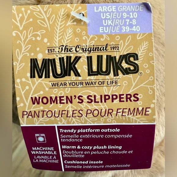 MUK LUKS WOMEN'S KIRSTEY SLIDE SLIPPER Brown Size L (9-10) NWT - Picture 5 of 8